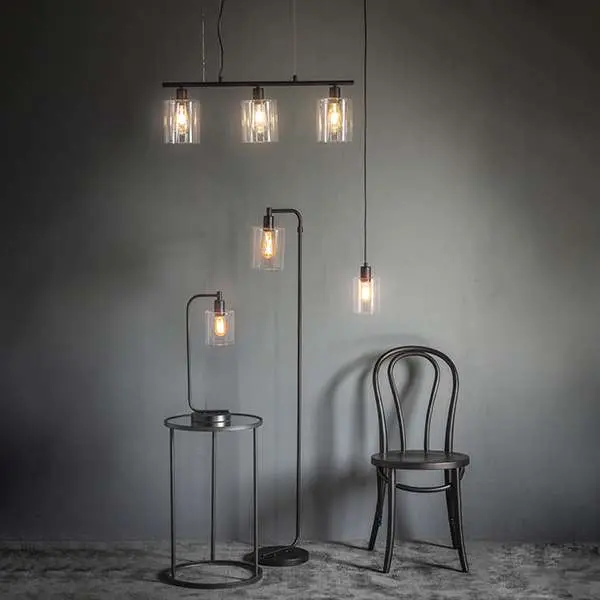 Toledo Matt Black Pendant with Clear Glass Head