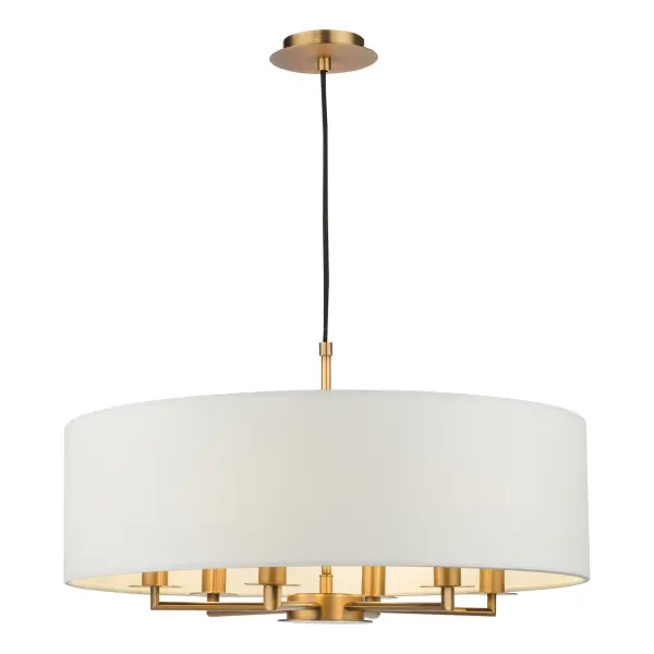 Tyler 6 Light Bronze Pendant C/W White Drum Shade