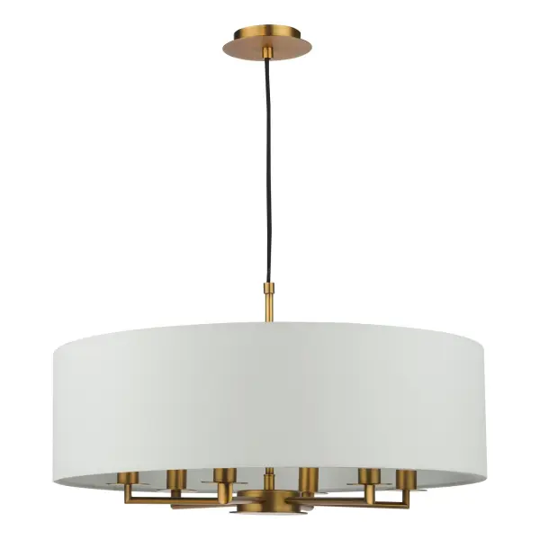 Tyler 6 Light Bronze Pendant C/W White Drum Shade