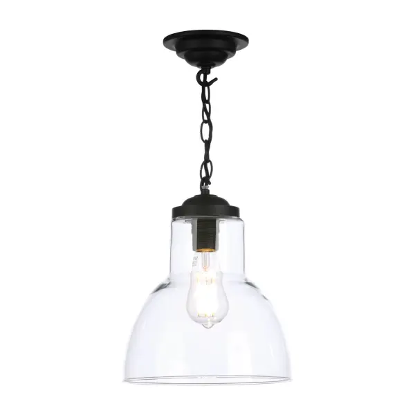 Upton Small Single Black & Glass Pendant