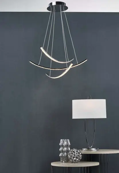 Utara Table Lamp Polished Chrome with Shade