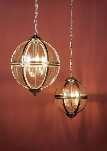 Vanessa 3lt Pendant Antique Brass & Clear
