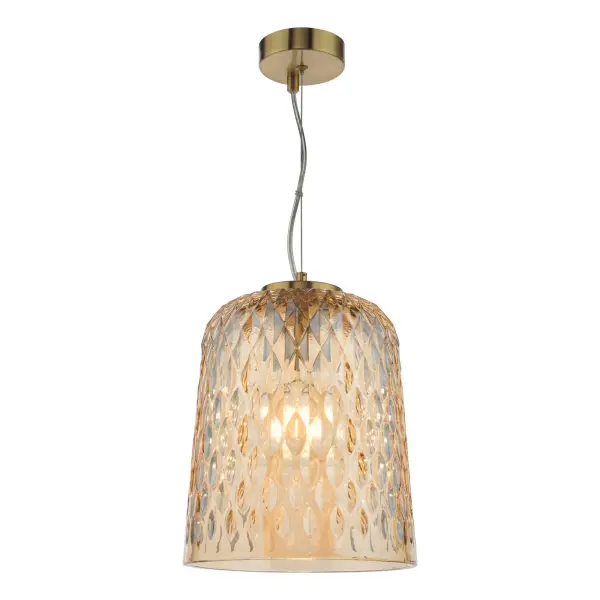 Varius Brass & Amber Glass Single Pendant