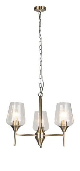 Vino 3 Light Antique Brass Pendant