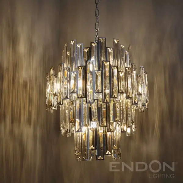 Viviana 12 Light Polished Chrome & Champagne Crystal Pendant