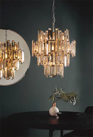 Viviana 12 Light Polished Chrome & Champagne Crystal Pendant