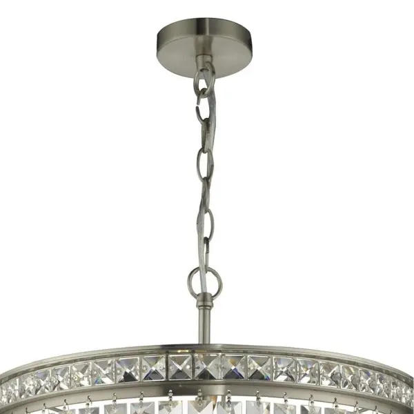 Vyana 4 Light 4 Tier Pendant Brushed Nickel and Crystal Droppers