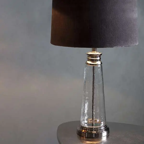 Winslet Hammered Glass Table Lamp C/W Grey Shade