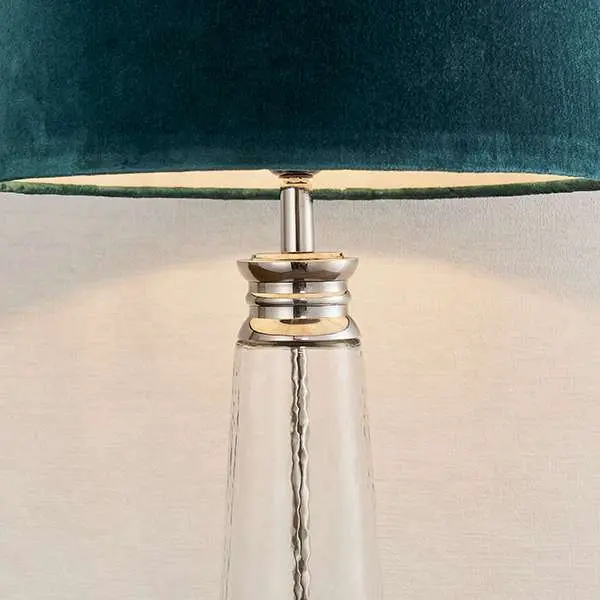 Winslet Hammered Glass Table Lamp C/W Teal Shade