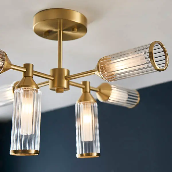 Sally 6 Light Satin Brass Semi Flush Fitting