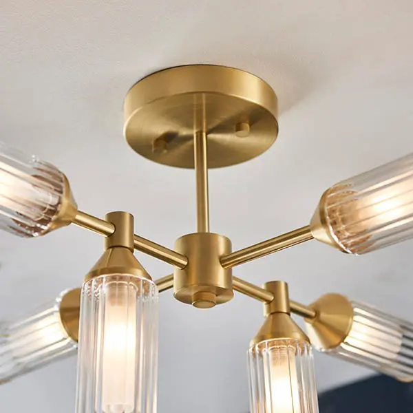 Sally 6 Light Satin Brass Semi Flush Fitting
