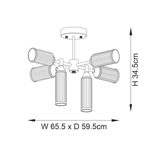 Sally 6 Light Satin Brass Semi Flush Fitting
