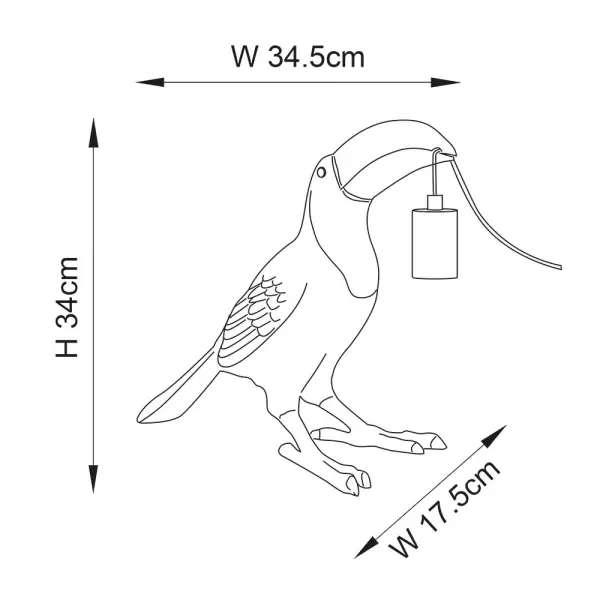 Novelty Gold Toucan Table Lamp