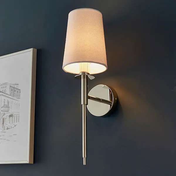 Roe Nickel Vintage Style Wall Light C/W White Shade