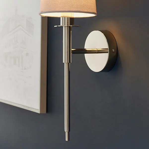 Roe Nickel Vintage Style Wall Light C/W White Shade