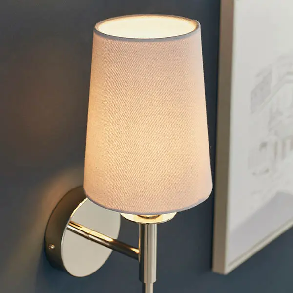 Roe Nickel Vintage Style Wall Light C/W White Shade