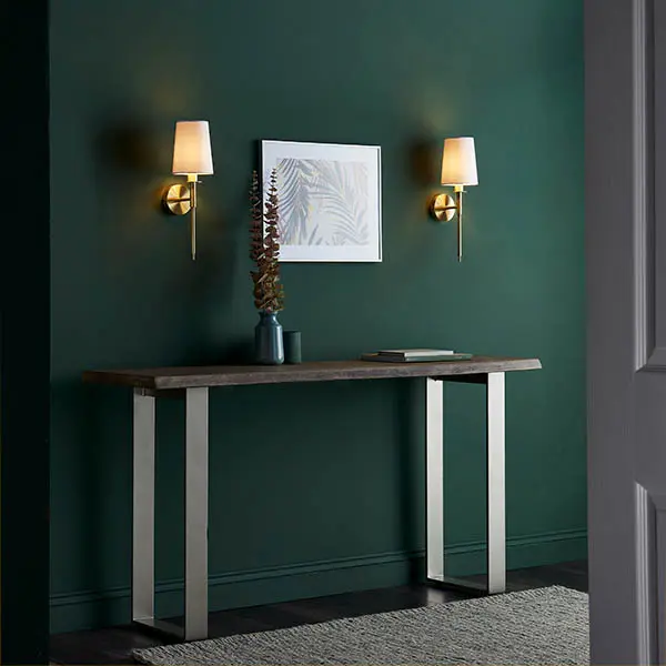 Roe Satin Brass Wall Light C/W White Shade