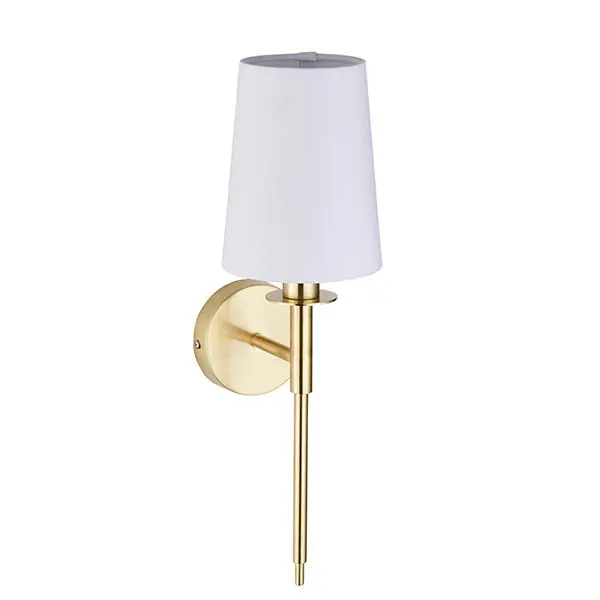 Roe Satin Brass Wall Light C/W White Shade