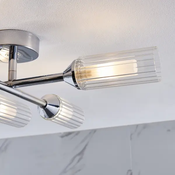 Modern 6 Light Semi Flush Light in Chrome