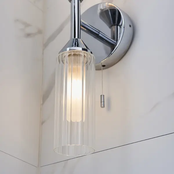 Modern Double Wall Light in Polished Chrome