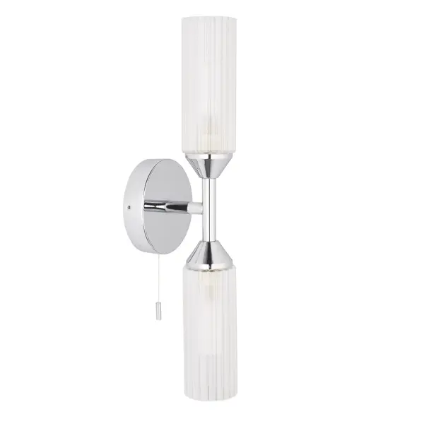 Modern Double Wall Light in Polished Chrome