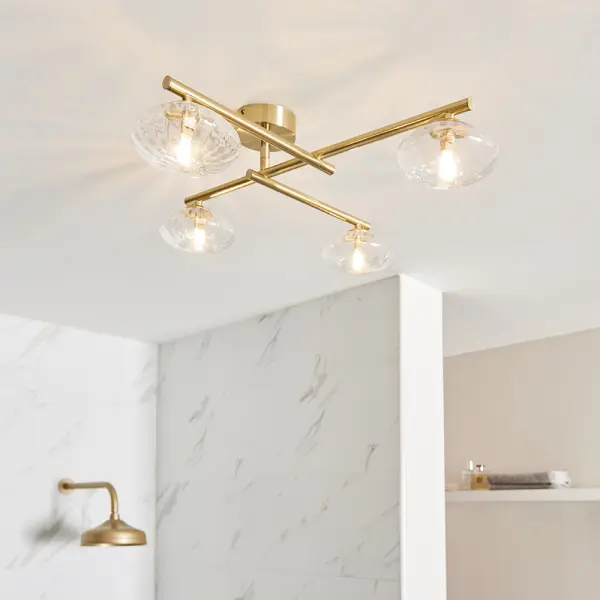 Andy Satin Brass 4 Light Semi Flush IP44