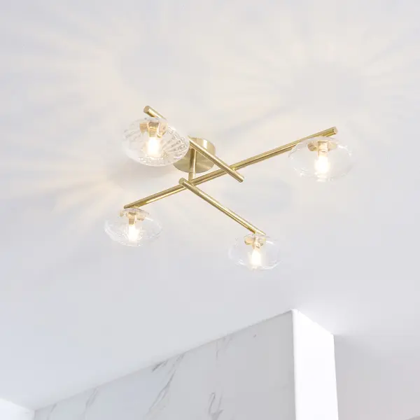Andy Satin Brass 4 Light Semi Flush IP44