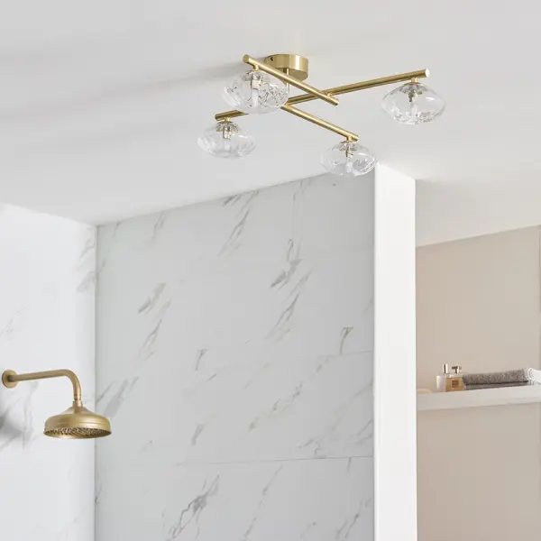 Andy Satin Brass 4 Light Semi Flush IP44