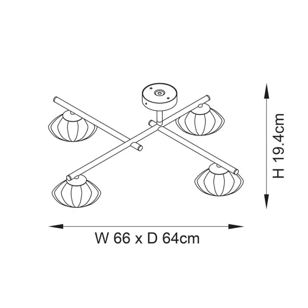 Andy Satin Brass 4 Light Semi Flush IP44