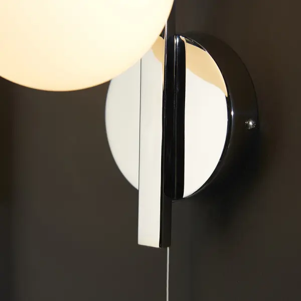 Stylish Right Angle Chrome Wall Light with Opal Shade
