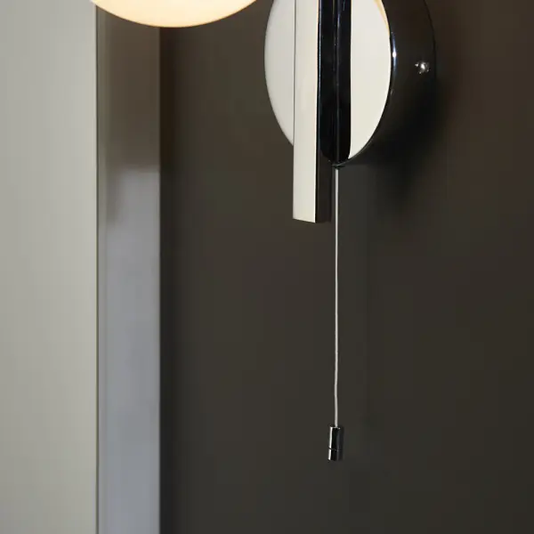 Stylish Right Angle Chrome Wall Light with Opal Shade
