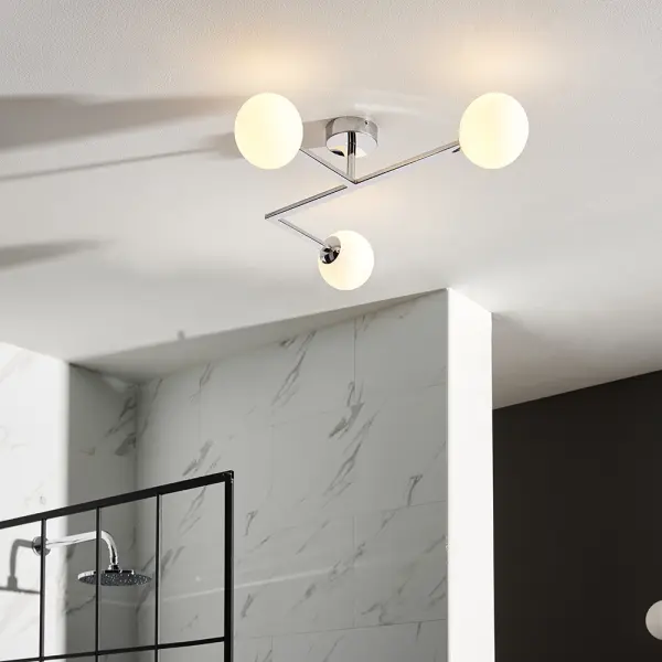 Stylish Chrome Angled Semi Flush Light