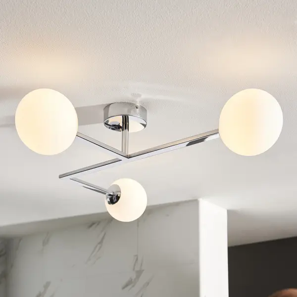 Stylish Chrome Angled Semi Flush Light