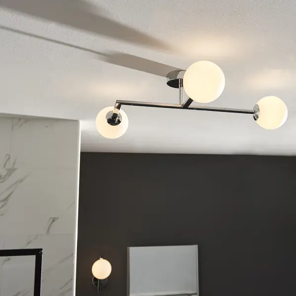 Stylish Chrome Angled Semi Flush Light