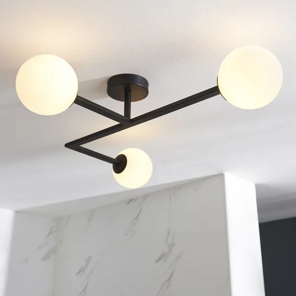 Stylish Black Angled Semi Flush Light