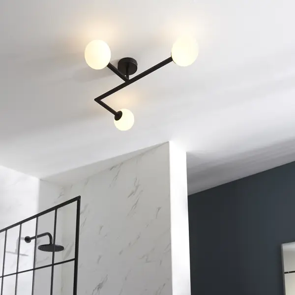 Stylish Black Angled Semi Flush Light