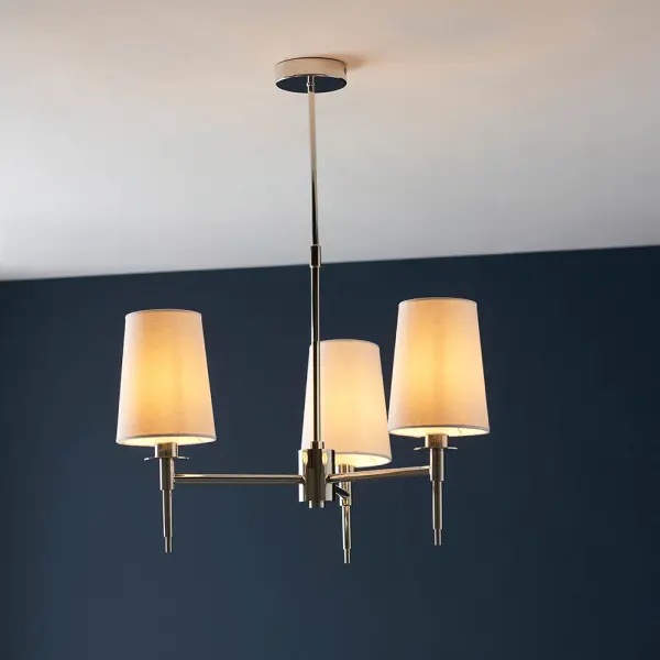 Roe Bright Nickel 3 Light Fitting C/W Shades