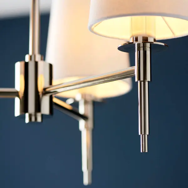 Roe Bright Nickel 3 Light Fitting C/W Shades