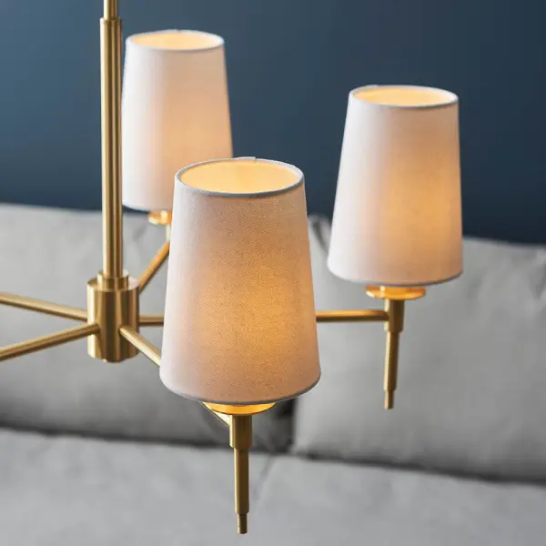 Roe Satin Brass 5 Light Fitting C/W Shades