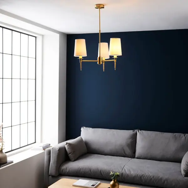 Roe Satin Brass 3 Light Fitting C/W Shades