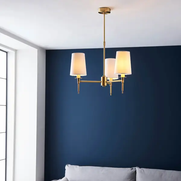 Roe Satin Brass 3 Light Fitting C/W Shades