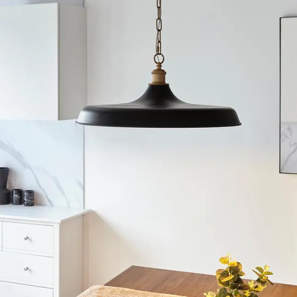 Marie Matt Black & Satin Brass Single Pendant