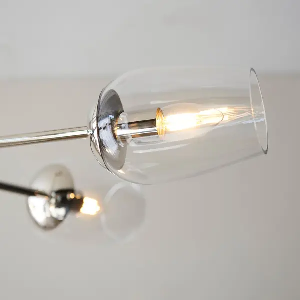 Pure 6 Light Bright Nickel Pendant with Adjustable Stem