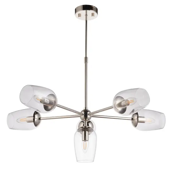 Pure 6 Light Bright Nickel Pendant with Adjustable Stem