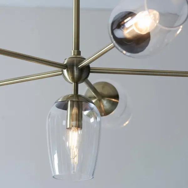 Pure 6 Light Antique Brass Pendant with Adjustable Stem