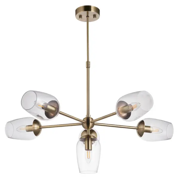 Pure 6 Light Antique Brass Pendant with Adjustable Stem