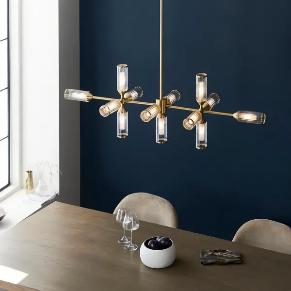 Sally Satin Brass 13 Light Linear Pendant