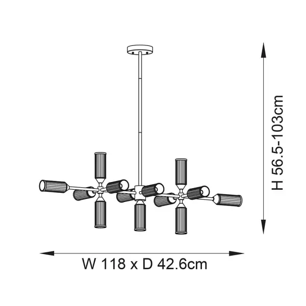 Sally Satin Brass 13 Light Linear Pendant
