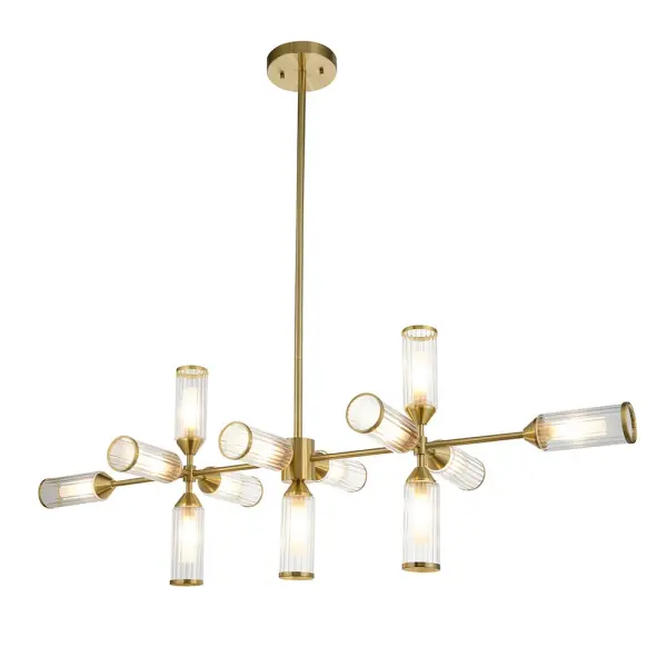 Sally Satin Brass 13 Light Linear Pendant