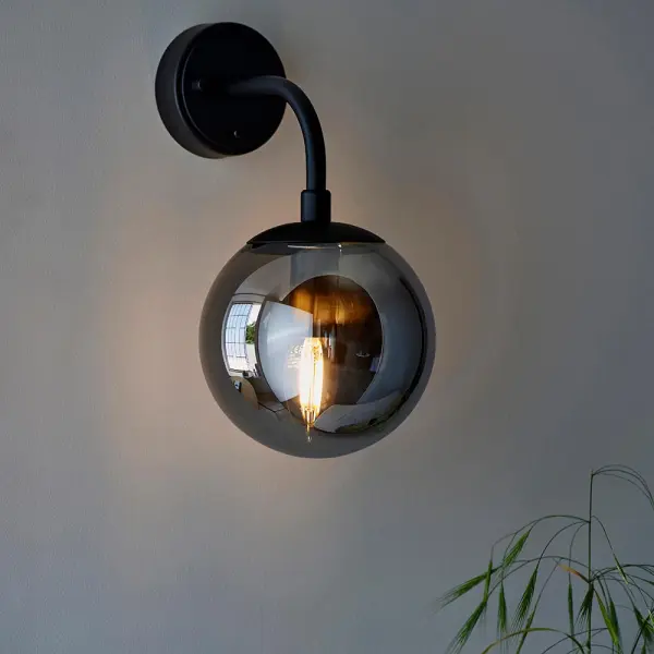 Erin Black Wall Light C/W Smoked Shade